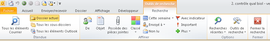 outlook : ruban recherche