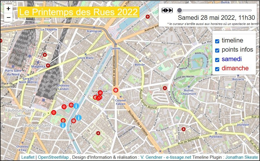 illustration - carte du festival le printemps des rues avec timeline
